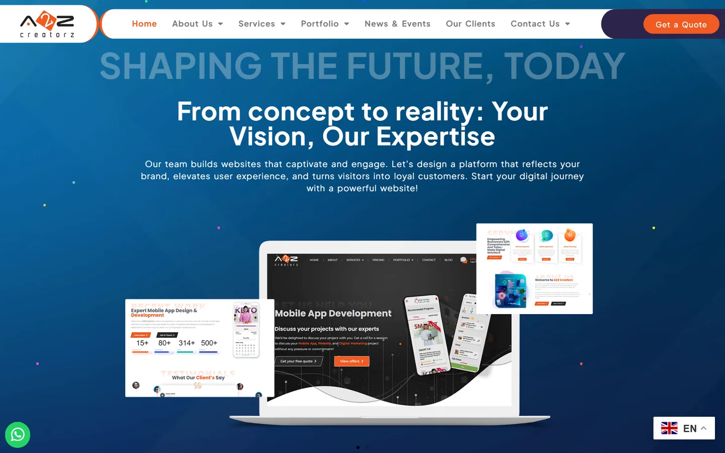 A2Z Creatorz website screenshot