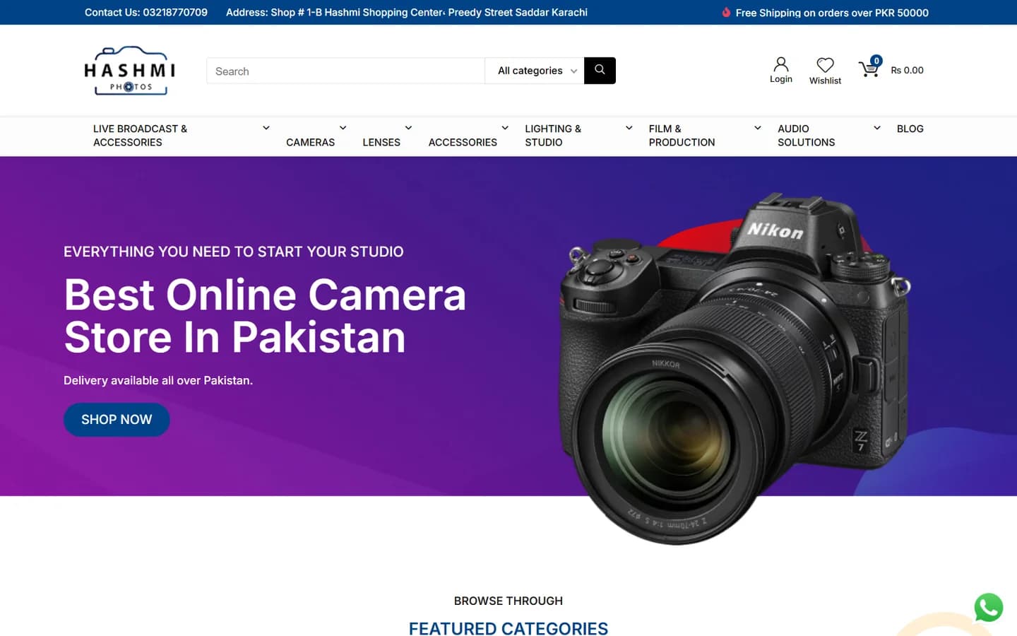Hashmi Photos website screenshot