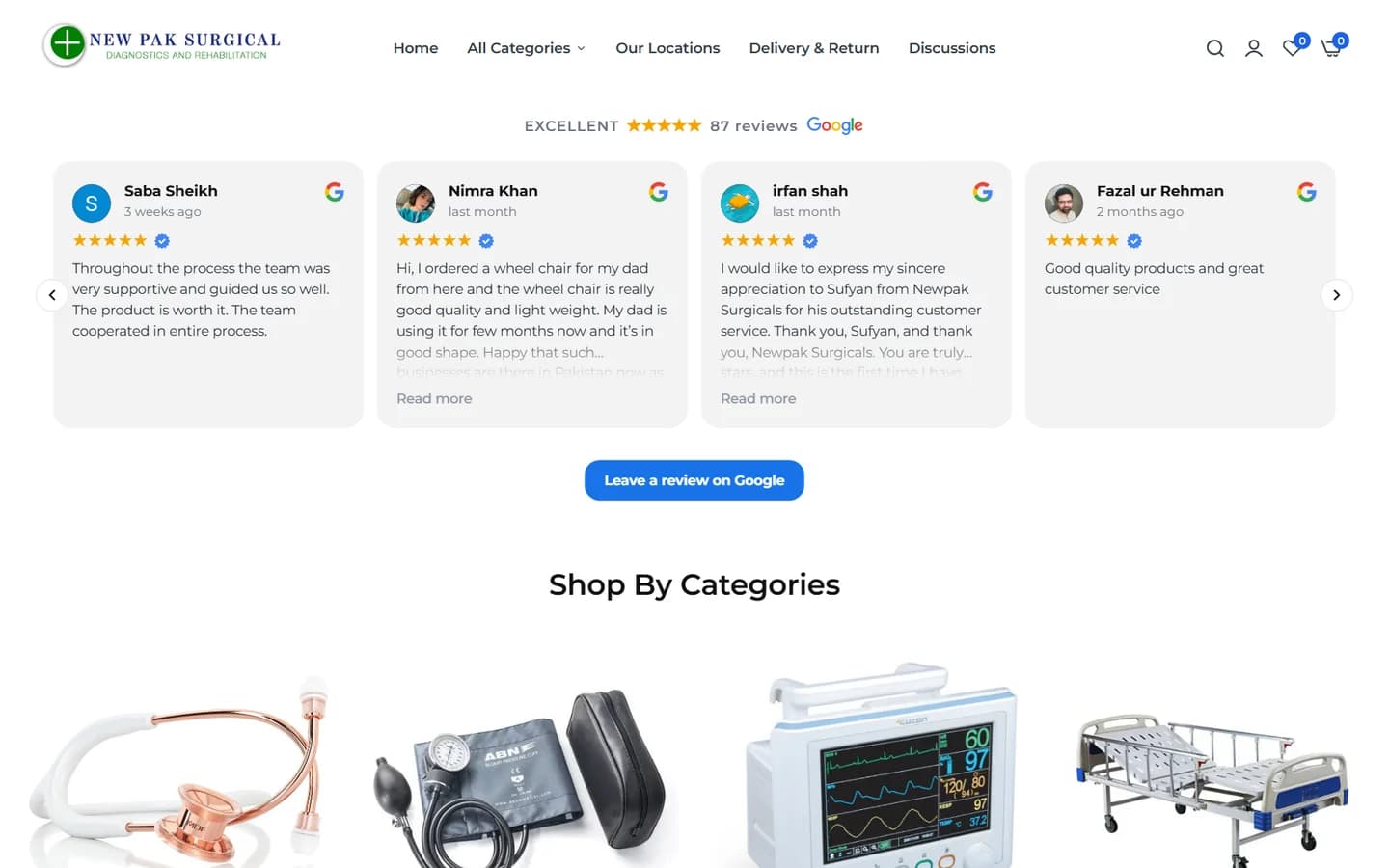 New Pak Surgical website screenshot