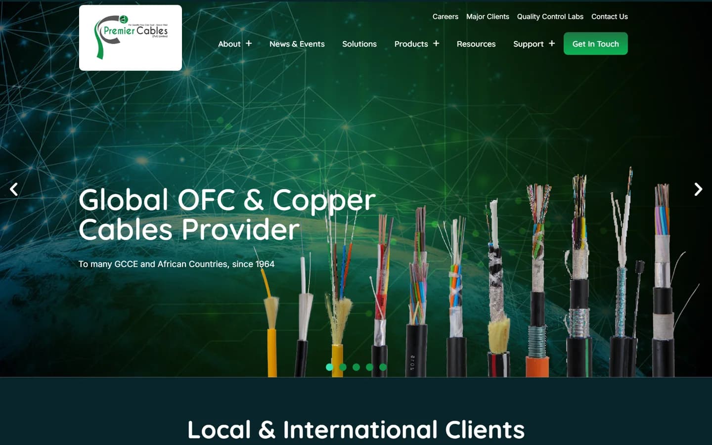 Premier Cables Private Ltd website screenshot